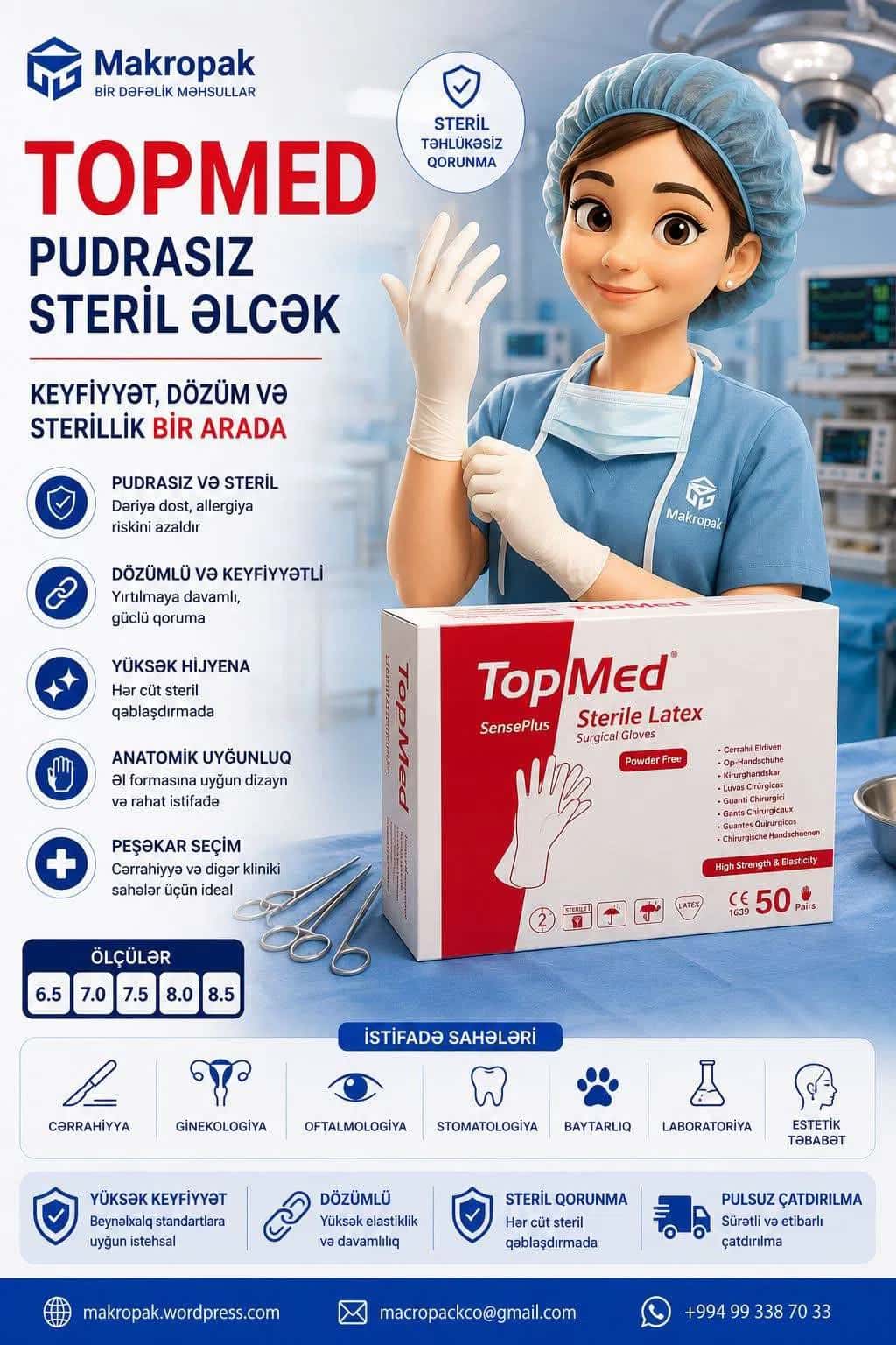 Topmed powder-free sterile surgical gloves - Tenderyard