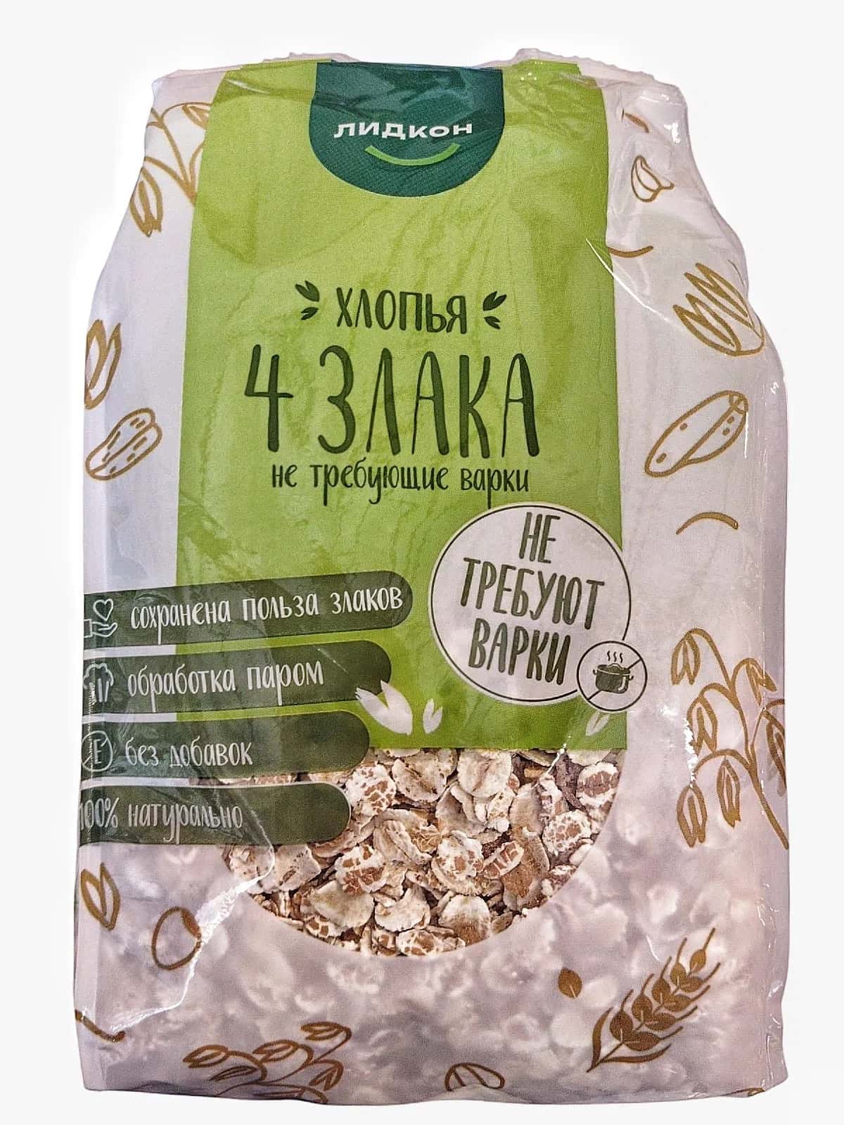 Lidkon 4-Grain Oat Flakes, 400 g - Tenderyard