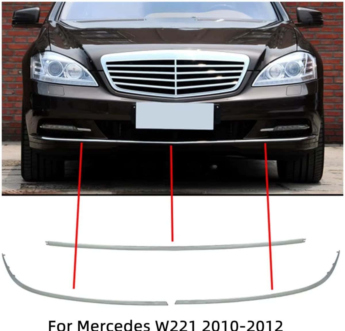 Front bumper chrome trim Mercedes W221 2009-2012 - Tenderyard