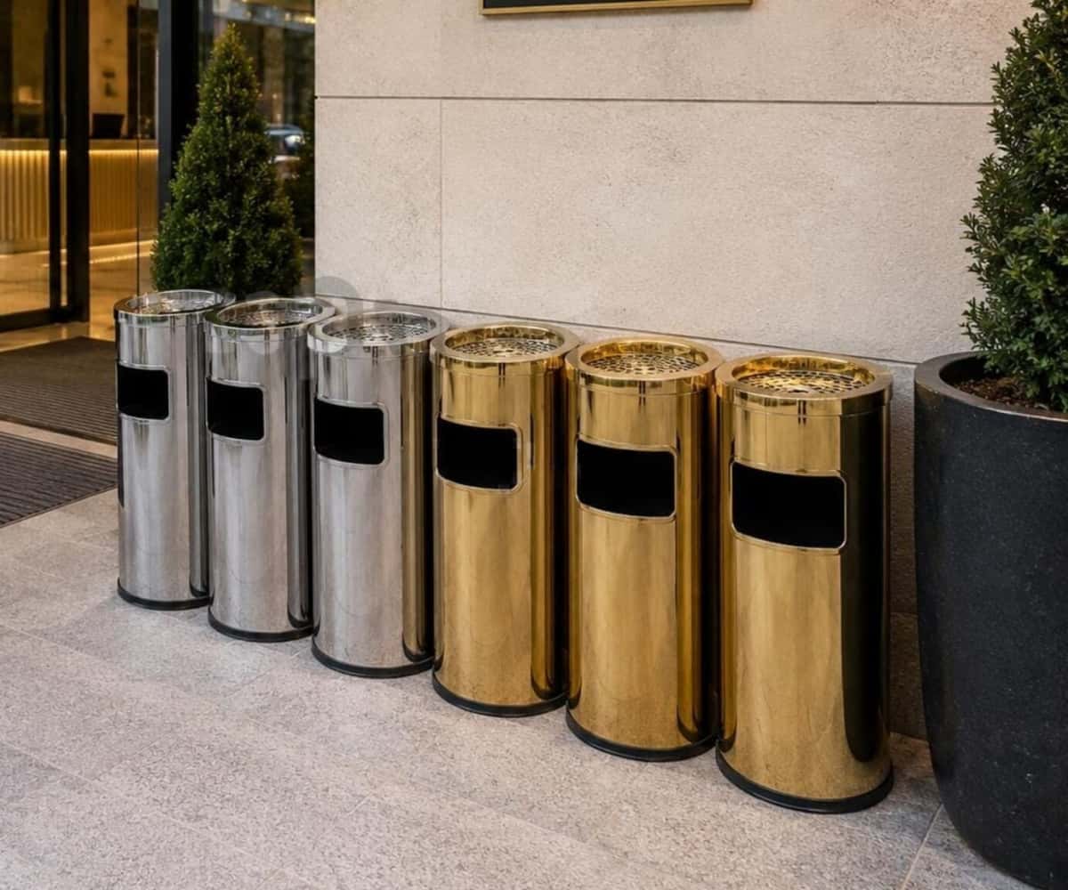 Trash can and ashtray set - Tenderyard