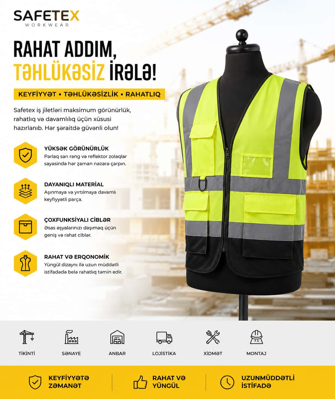 Safetex High-Visibility Work Vest - Tenderyard