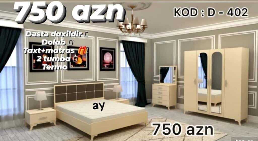 Laminate material bedroom set, Mixed color - Tenderyard