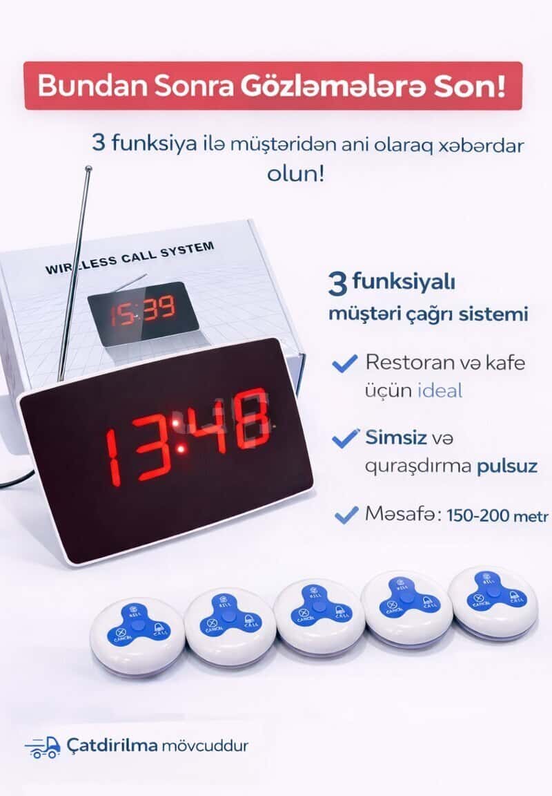 Simsiz müştəri çağrı sistemi 3 funksiyalı - Tenderyard