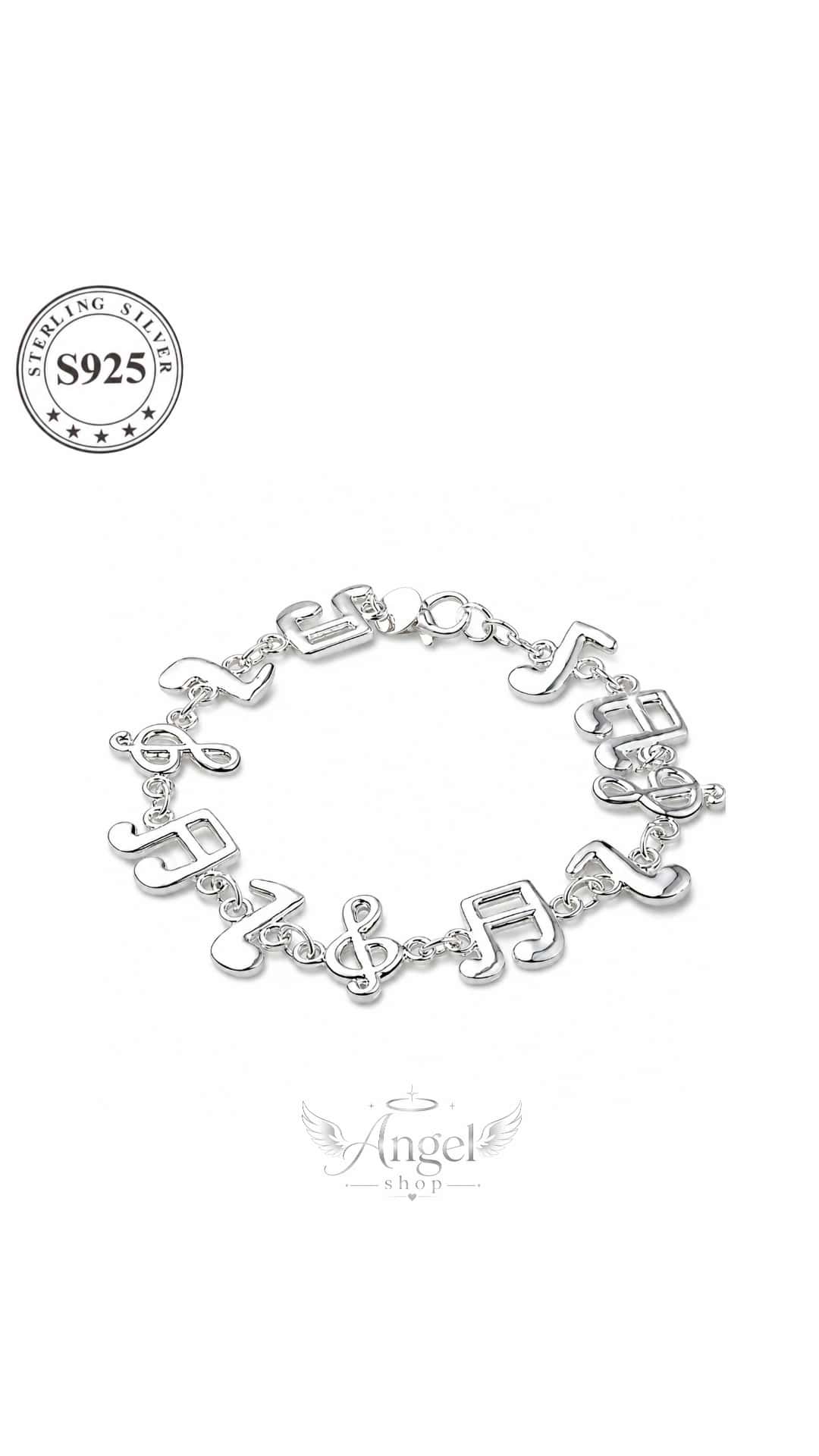 Gümüş qolbaq S925 musiqi notları dizaynlı - Tenderyard
