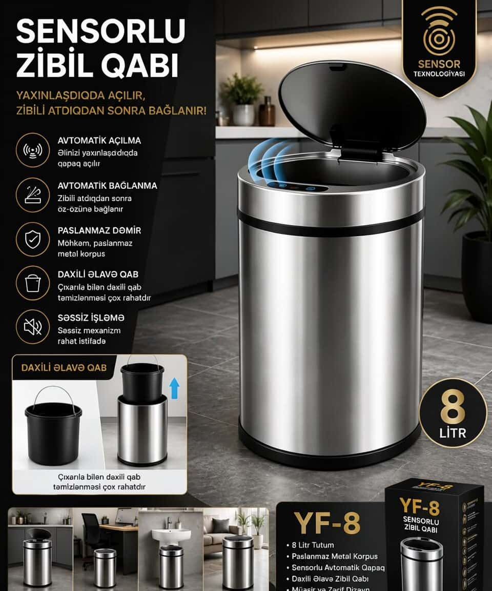 Sensor Trash Can 8 Liters YF-8 - Tenderyard