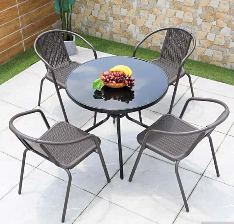 Round garden table, White color - Tenderyard