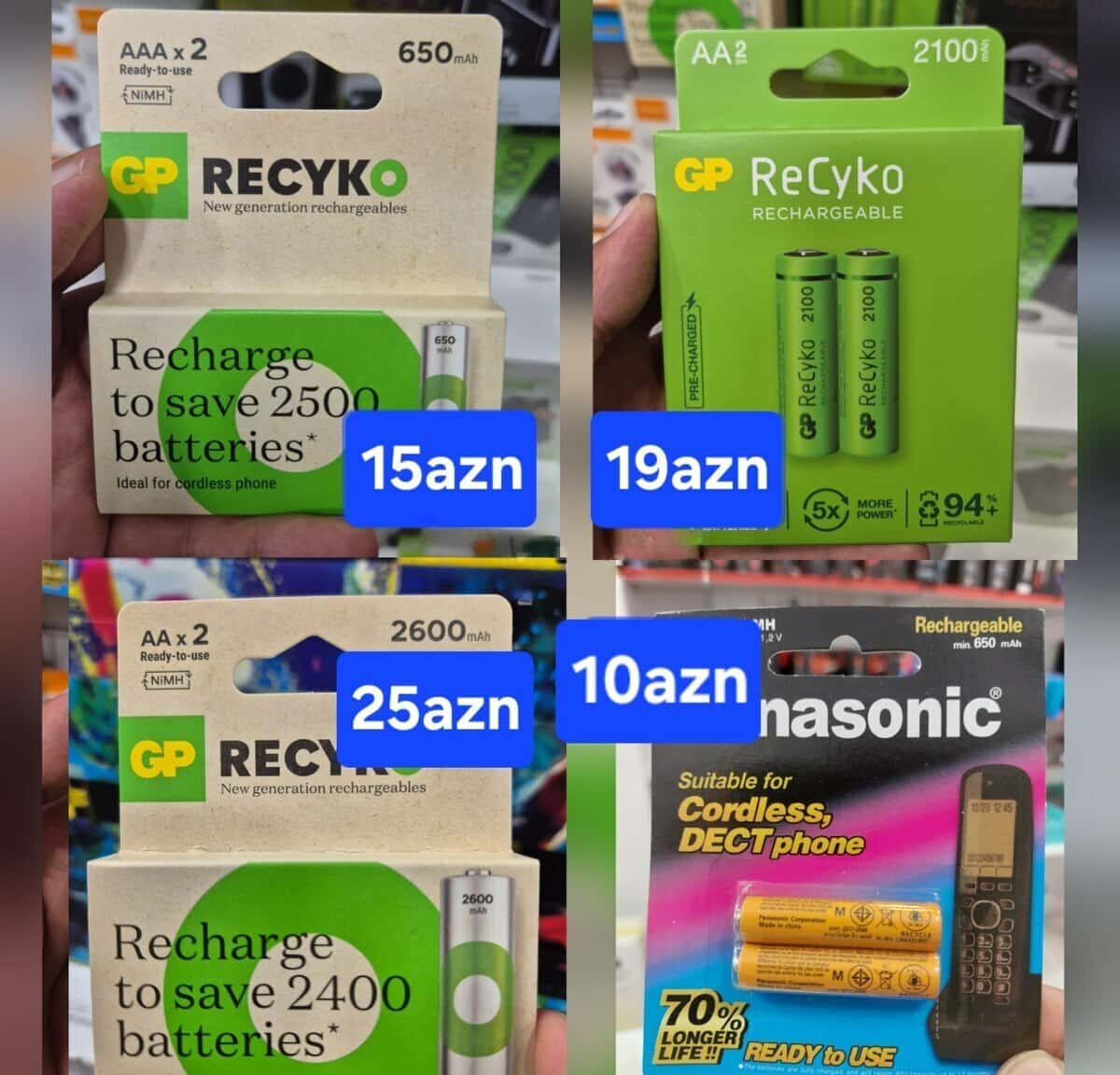 Panasonic və GP ReCyko Təkrar Doldurulan Batareyalar - Tenderyard