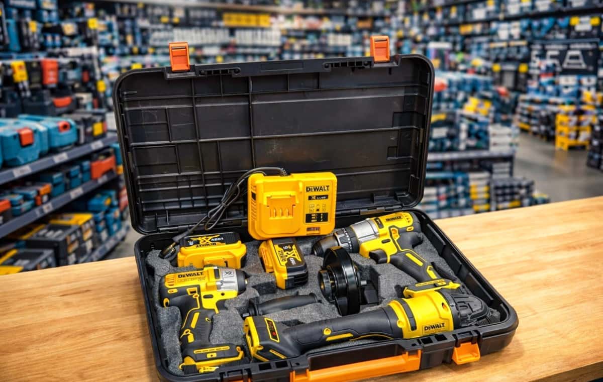 DeWalt Cordless Drill, Angle Grinder, and Impact Wrench Set - Tenderyard