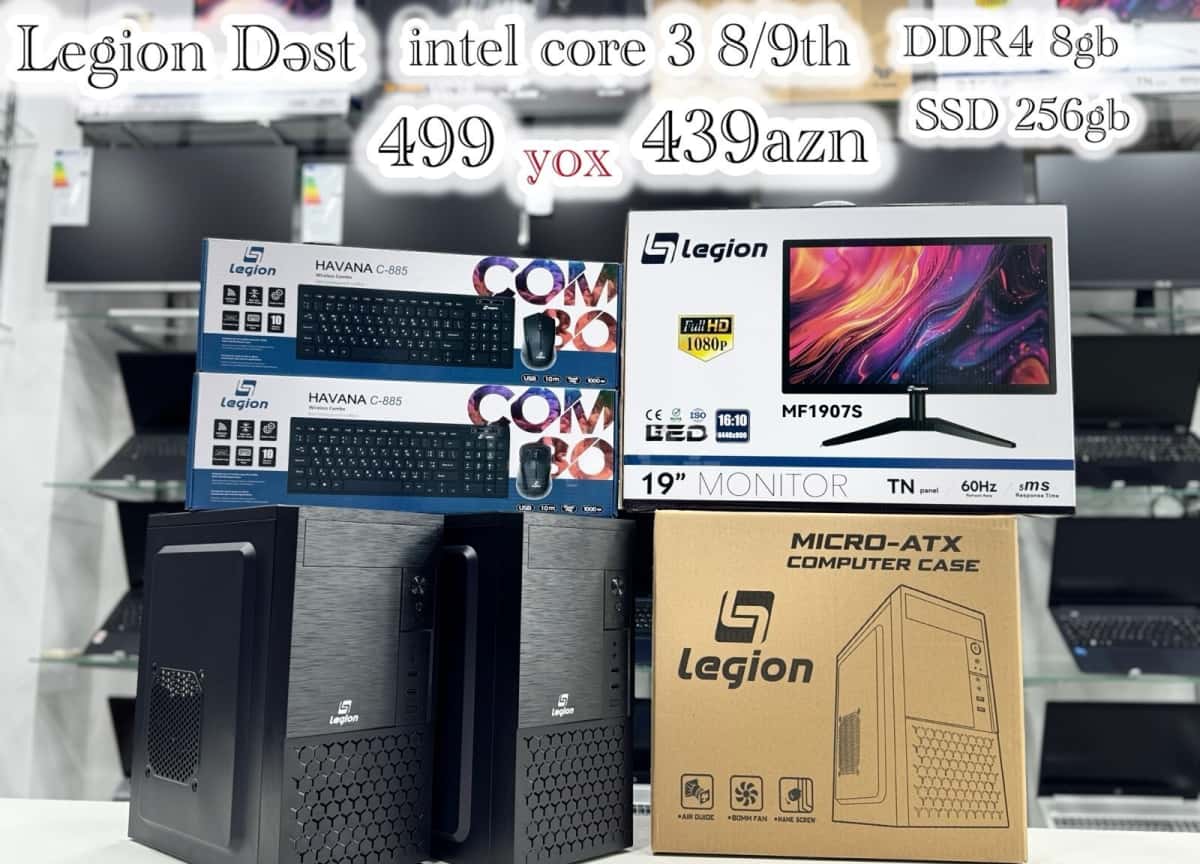 Legion Desktop Computer Set (Intel i3, 8GB RAM, 256GB SSD) - Tenderyard