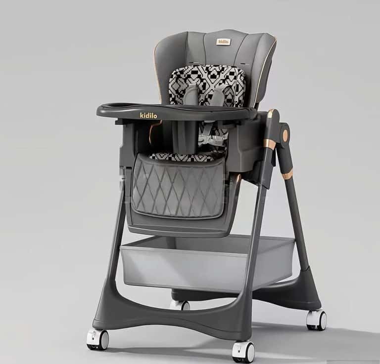 Unisex baby high chair, Gray color - Tenderyard