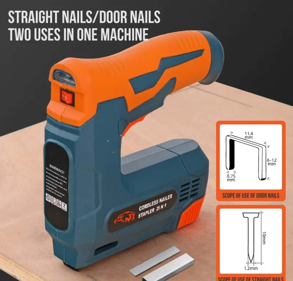 Electric cordless stapler and nail gun 2-in-1 - Tenderyard