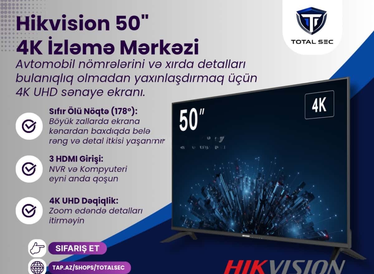 Hikvision 50" 4K UHD Surveillance and Conference Monitor - Tenderyard