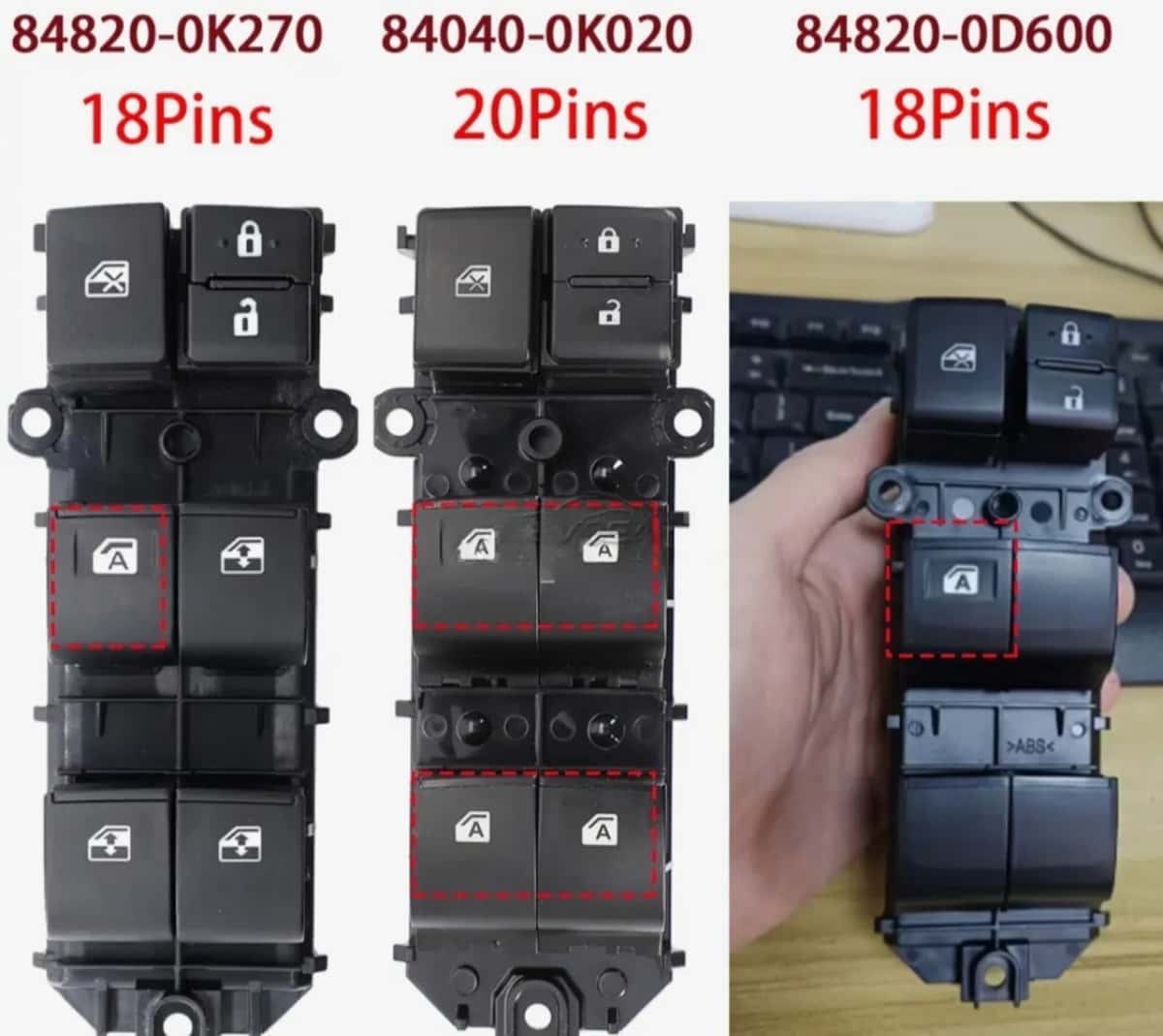 Window switch control panel for Toyota Hilux, Fortuner 2015-2020 - Tenderyard