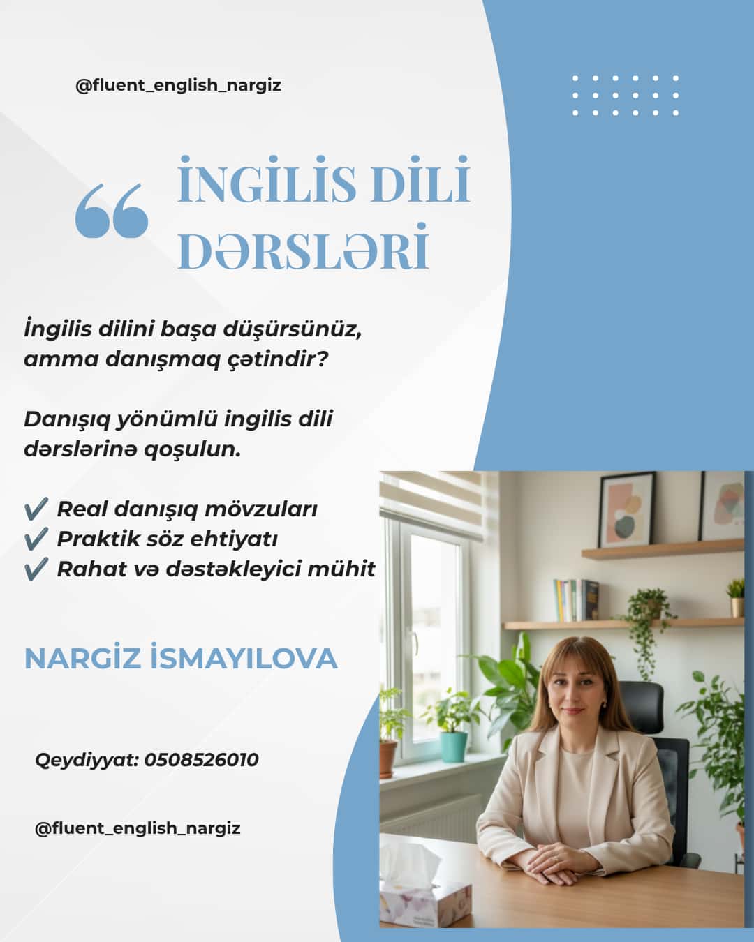 İngilis dili dərsləri Nargiz İsmayılova - Tenderyard