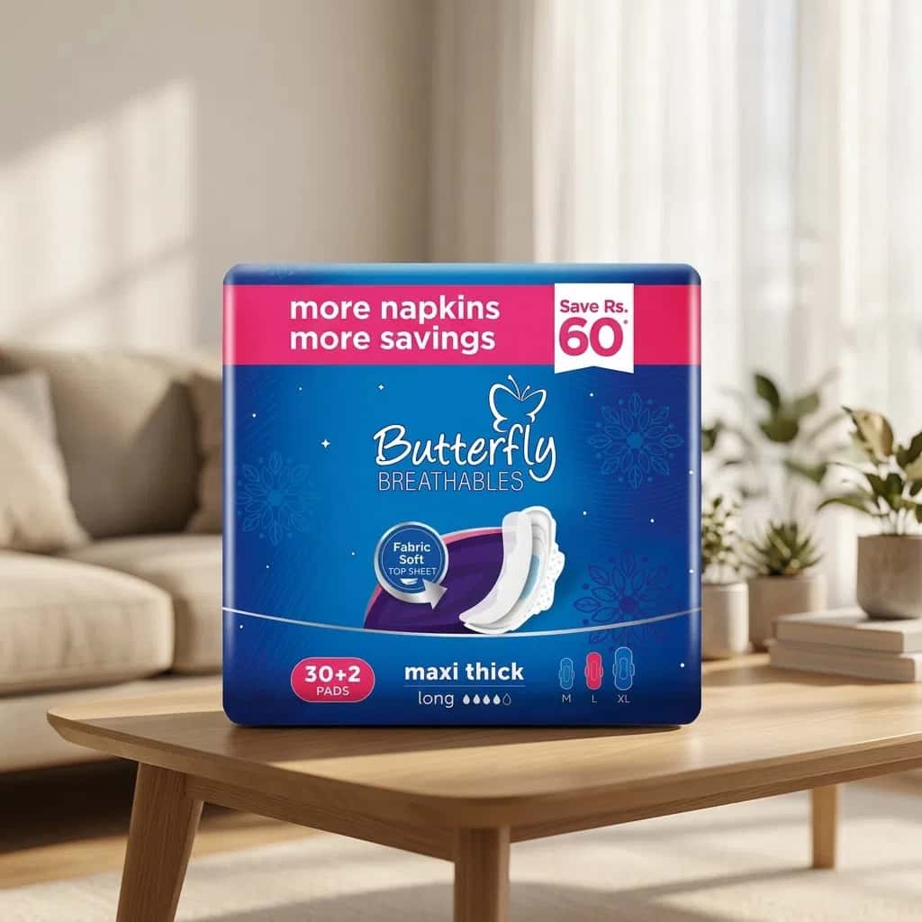Butterfly Breathables Maxi Thick L Sanitary Pads, 32 pieces - Tenderyard