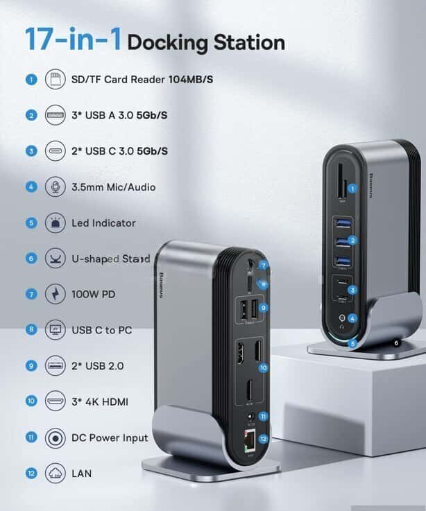 Baseus 17-in-1 Type-C Docking Station Adapter - Tenderyard