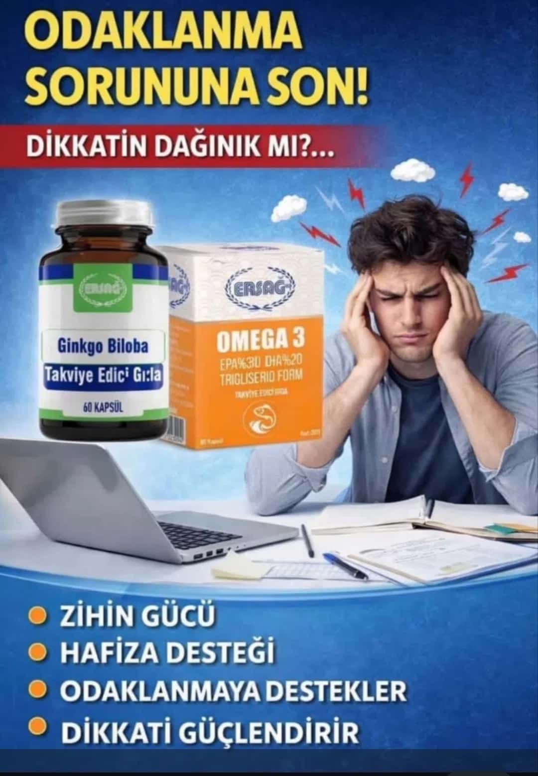 Vitaminlər və əlavələr Ersağ Ginkgo Biloba və Omega 3 - Tenderyard