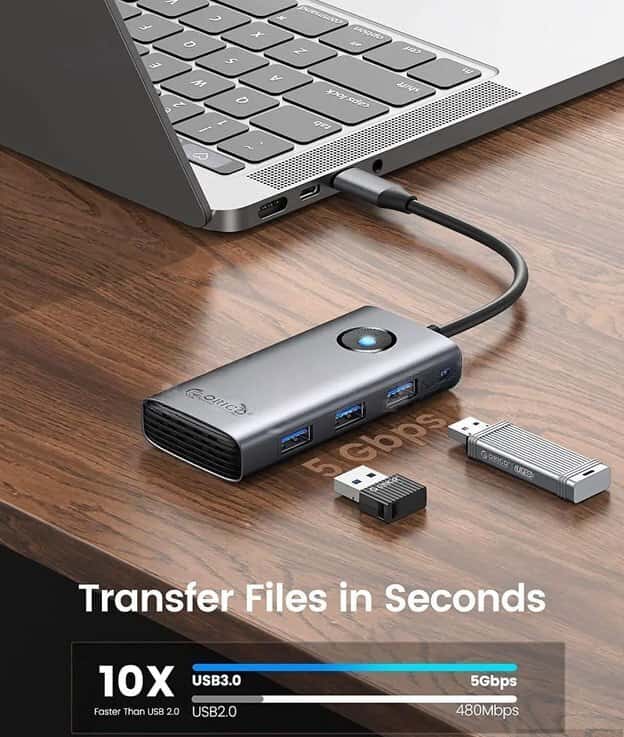 USB-C Hub Orico PW11-6PR 6-in-1 Rose Gold - Tenderyard