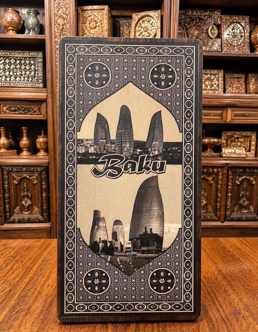 Wooden Backgammon Set with Baku Design - Tenderyard