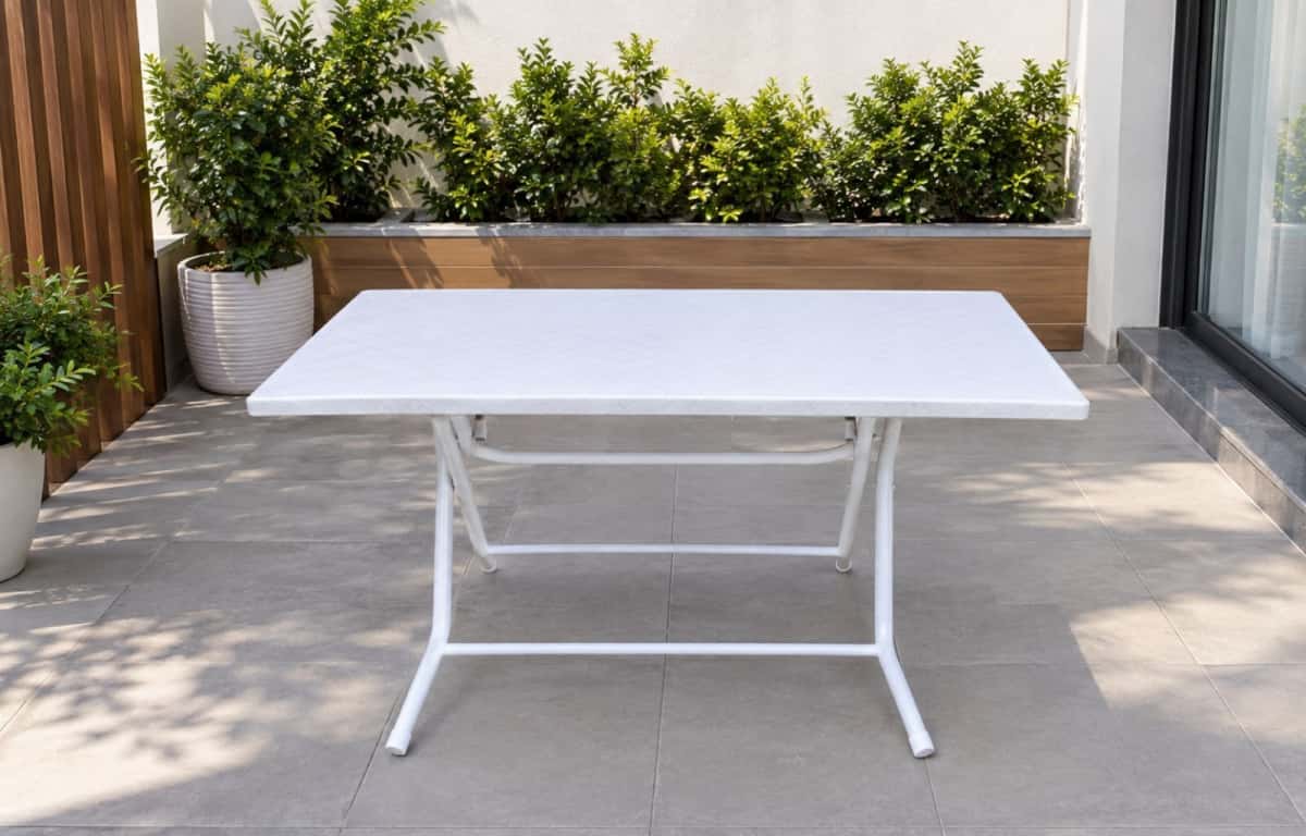 Round garden table, White color - Tenderyard