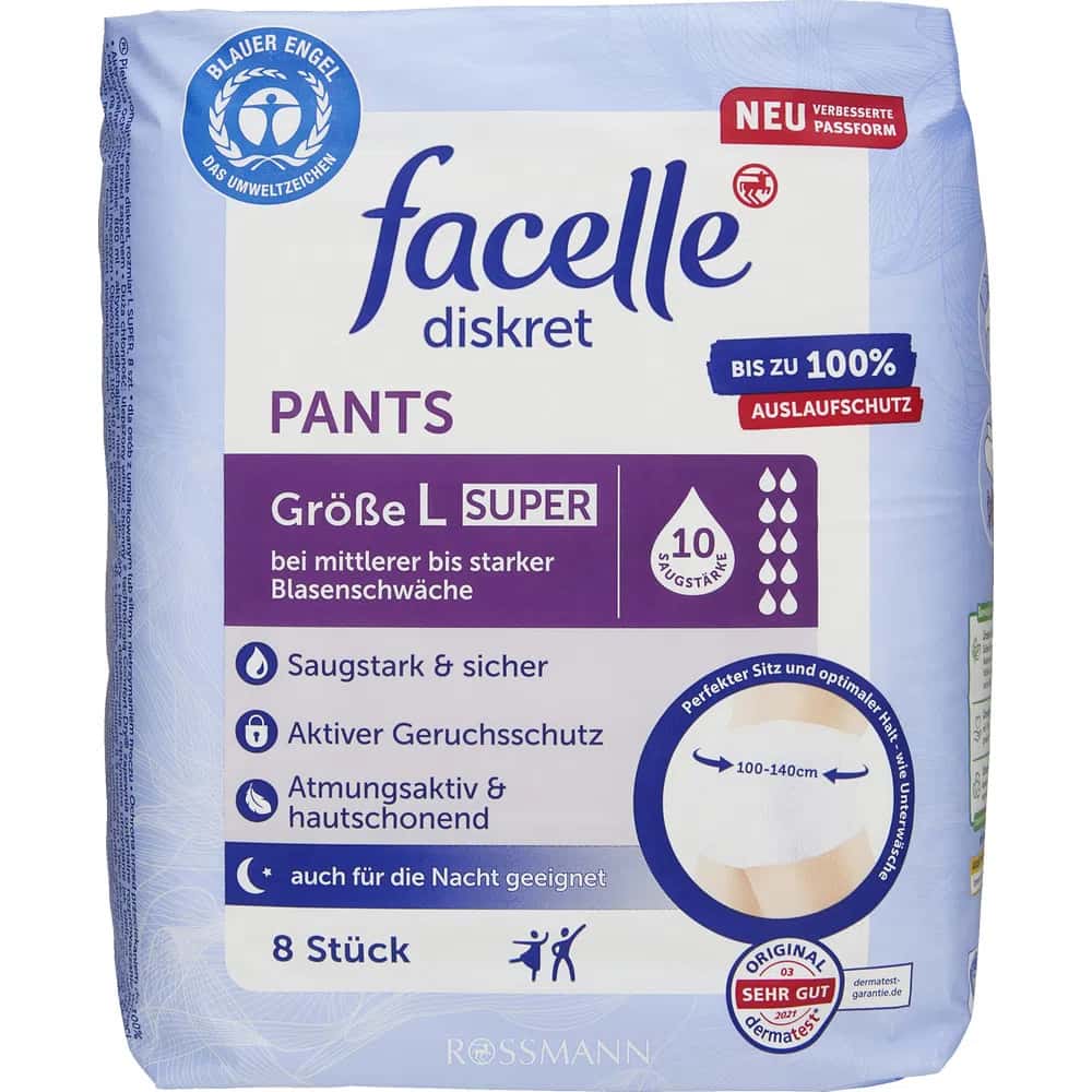 Facelle Discreet Adult Diaper Pants, Size L, 8 Pieces - Tenderyard