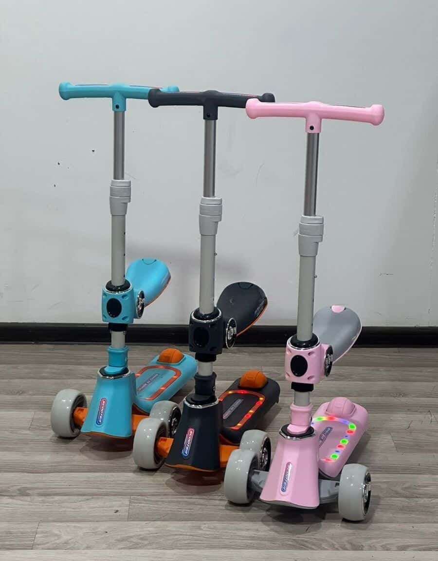 Kids scooter with seat, LED lights, and Bluetooth - Tenderyard