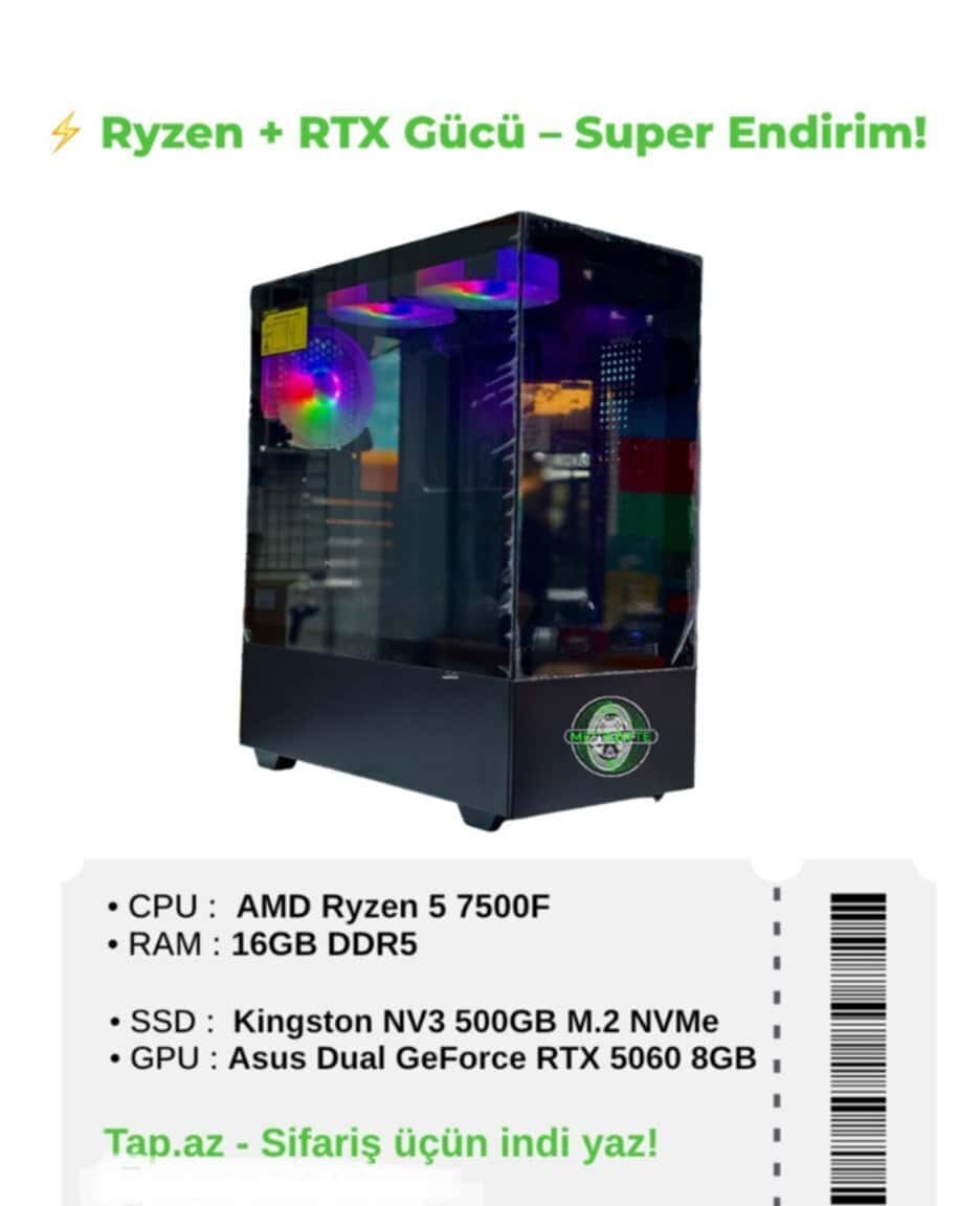 Gaming PC Ryzen 5 7500F RTX 5060 16GB DDR5 - Tenderyard