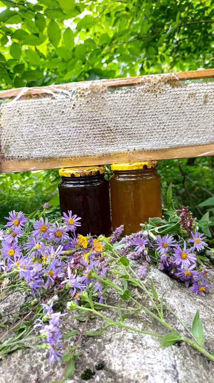 Natural mountain flower honey and honeycomb - Tenderyard