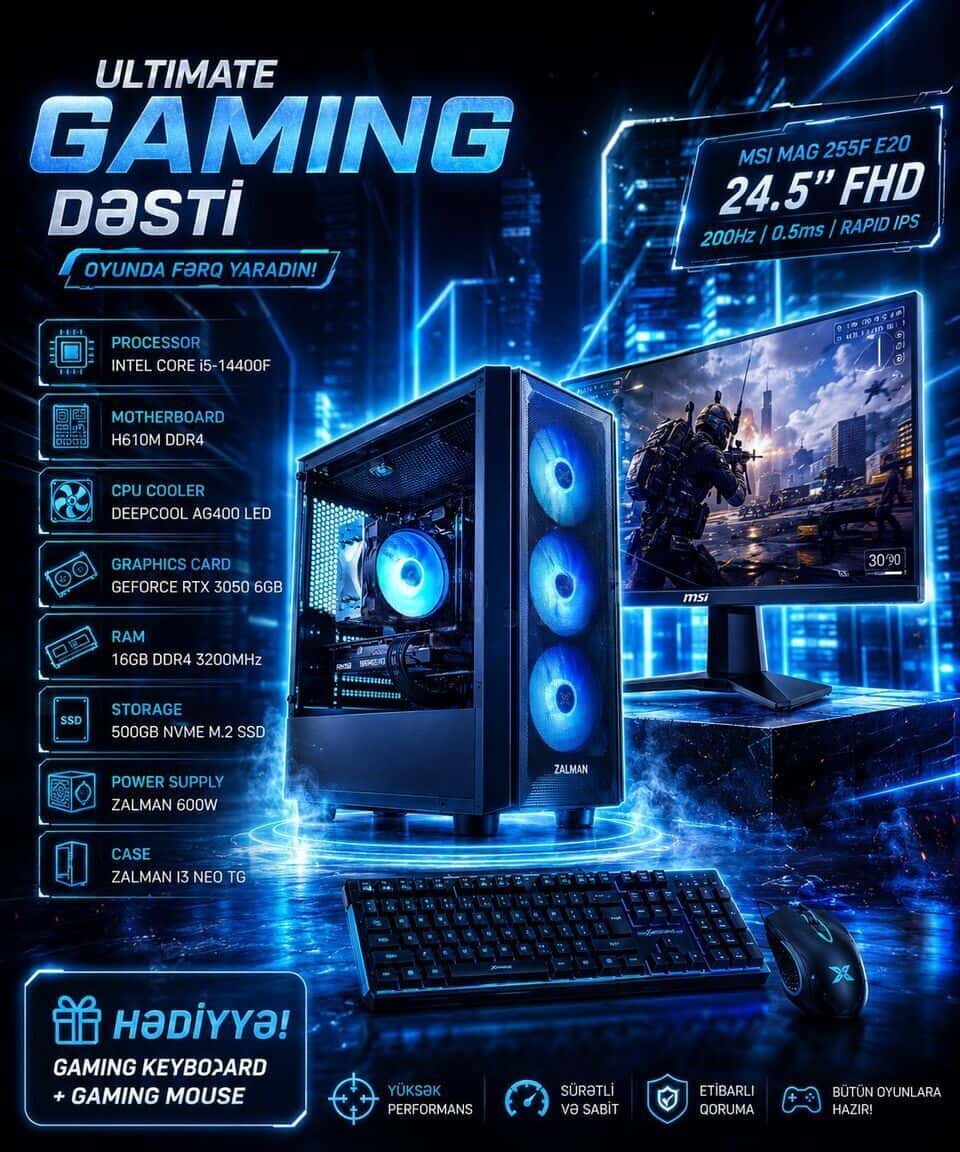 Gaming PC Mega-026 i5-14400F RTX 3050 16GB RAM - Tenderyard