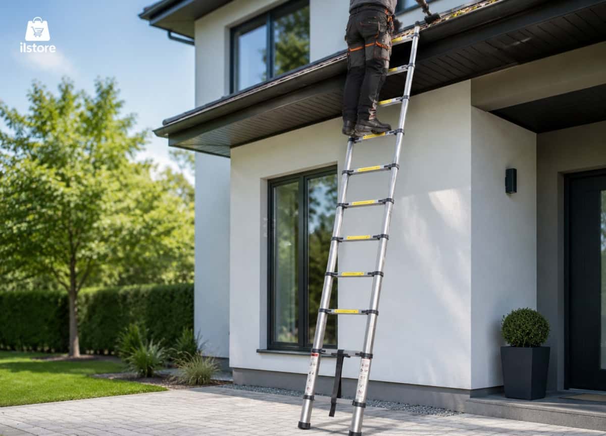 Telescopic ladder 4.4 meters aluminum - Tenderyard