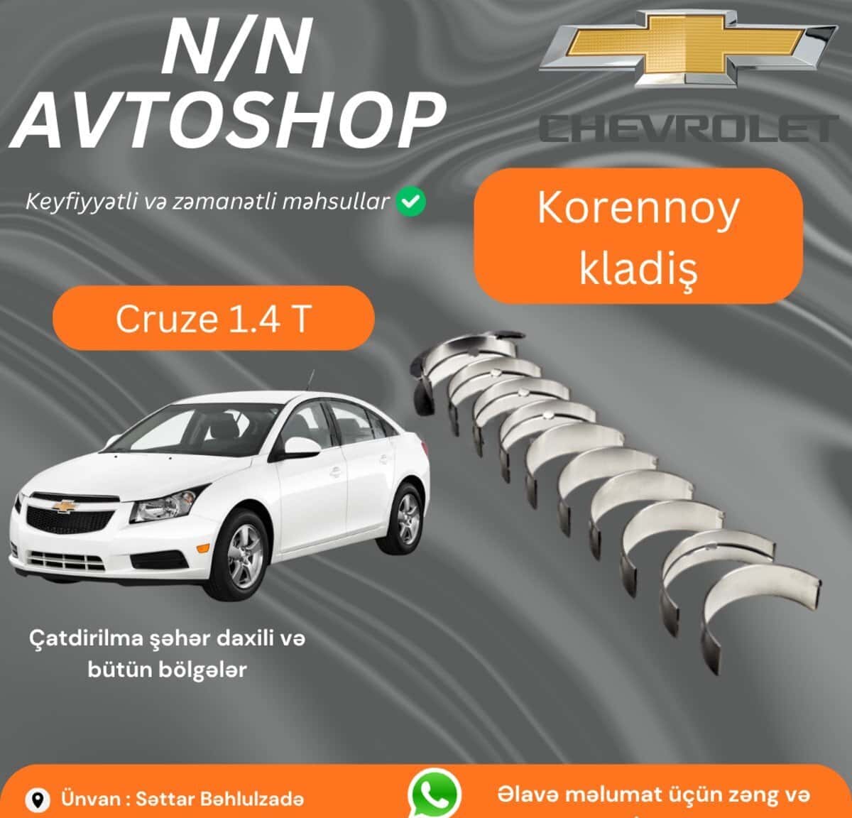 Əsas yataqlar Chevrolet Cruze 1.4T - Tenderyard