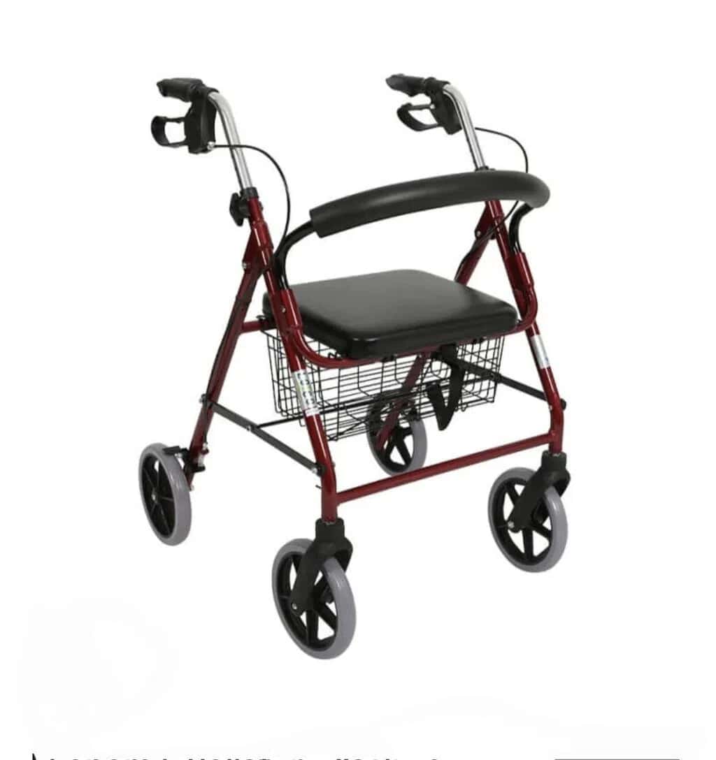 Four-Wheeled Walking Rollator with Seat and Basket - Tenderyard