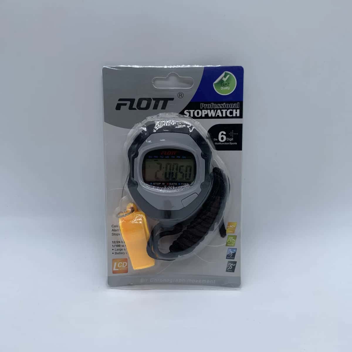 Stopwatch plastic 7x6 cm gray-yellow - Tenderyard