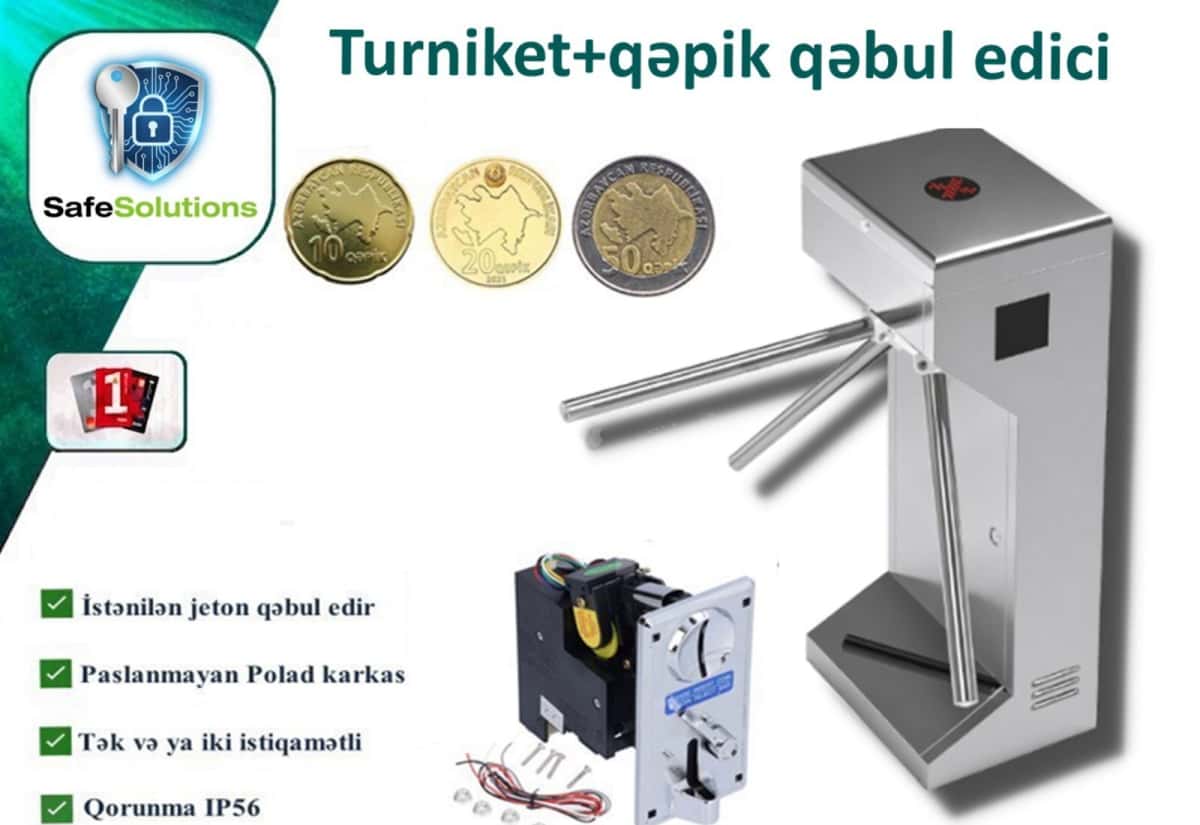 Turnstile system with coin acceptor - Tenderyard