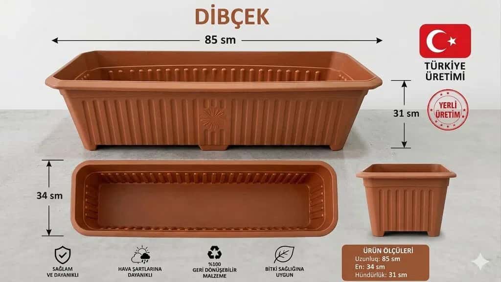 Türkiyə istehsalı uzun plastik dibçək (85 sm) - Tenderyard