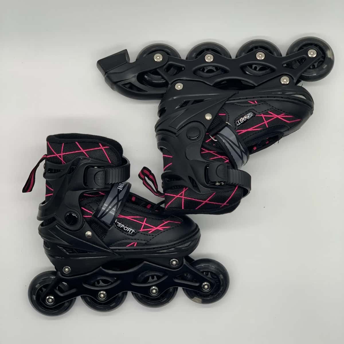 Children's roller skates, black-red, size 29-33 - Tenderyard