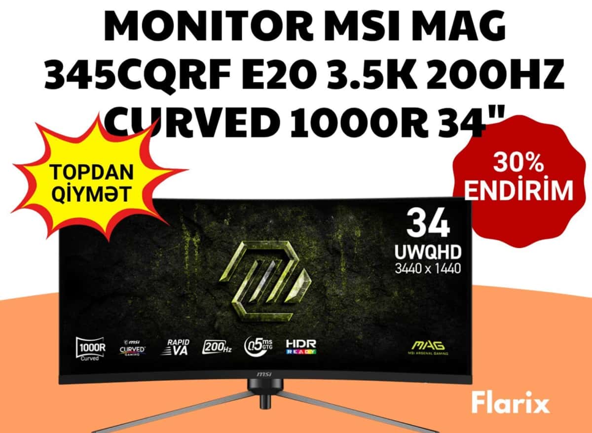 MSI MAG 345CQRF E20 34" UWQHD 200Hz Curved Monitor - Tenderyard