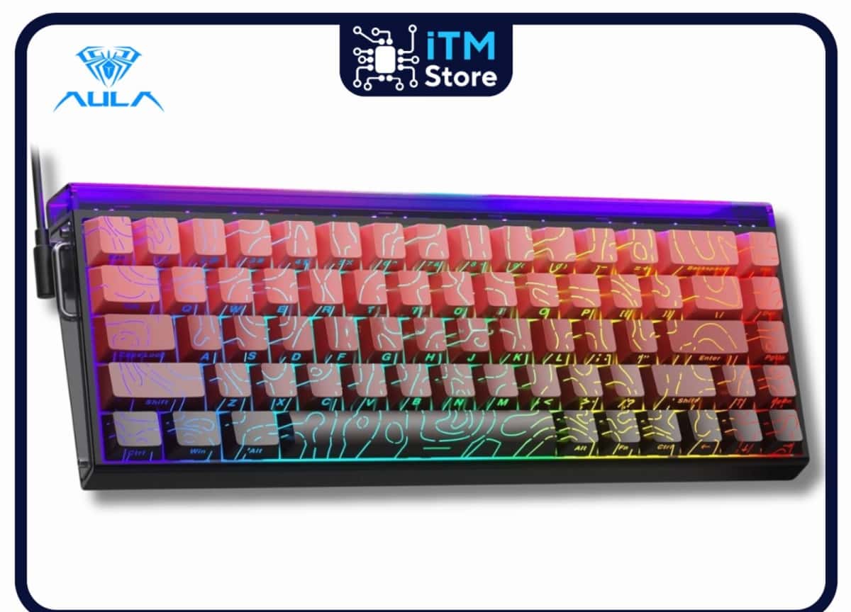 Mechanical keyboard Aula Hero 68 Pink Black - Tenderyard