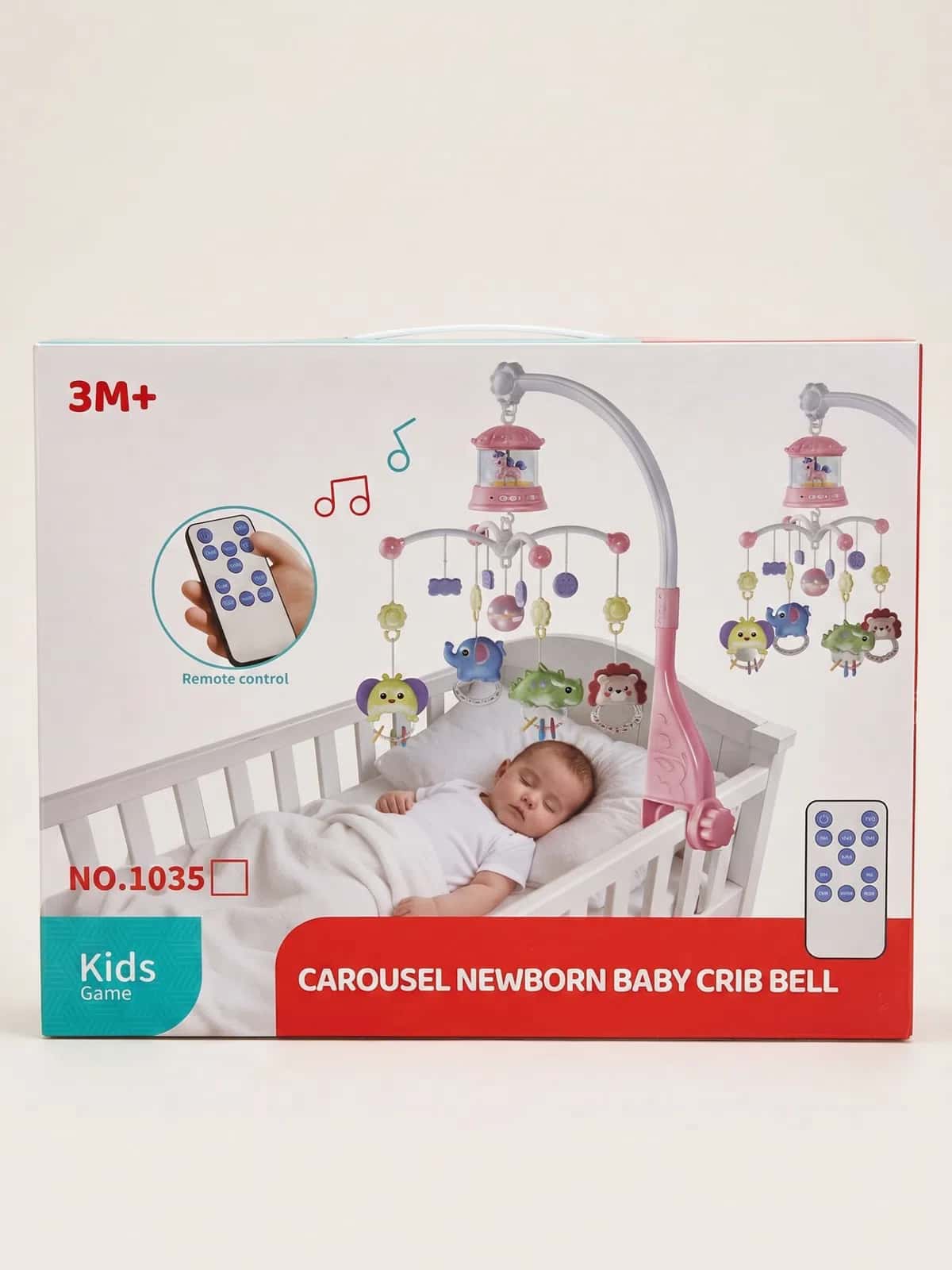 Baby mobile 1035, pink, with remote control - Tenderyard