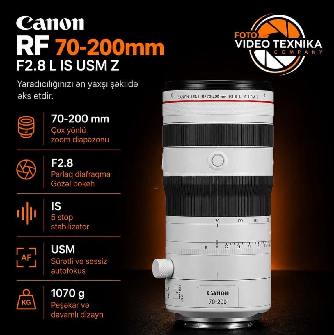 Lens Canon RF 70-200mm f2.8 L IS USM Z - Tenderyard
