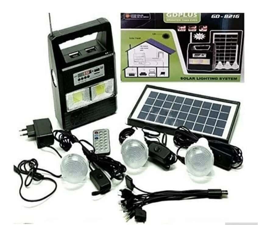Solar powered floodlight and radio GD-8216 - Tenderyard