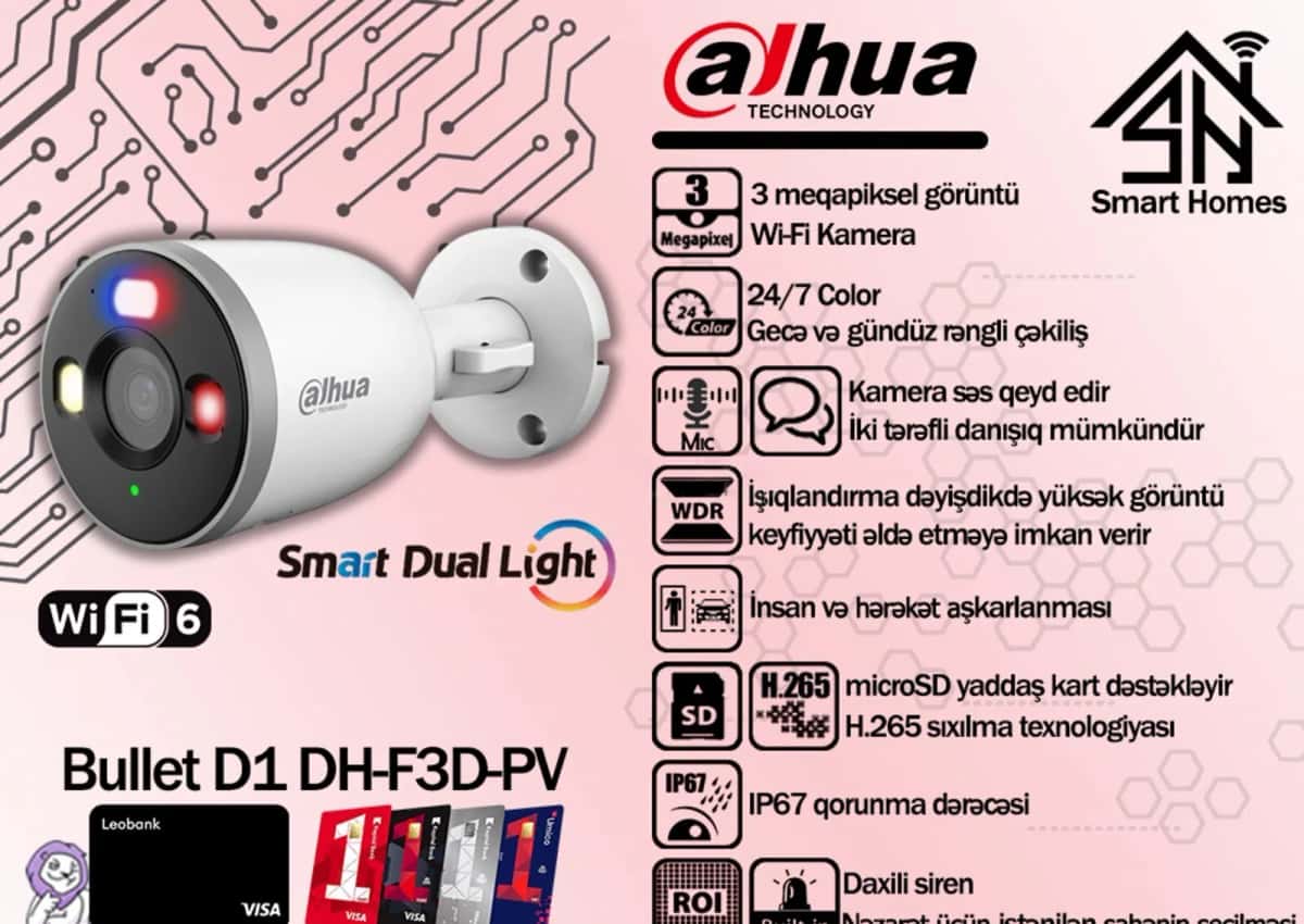 Wi-Fi камера Dahua 3MP Bullet D1 DH-F3D-PV - Tenderyard