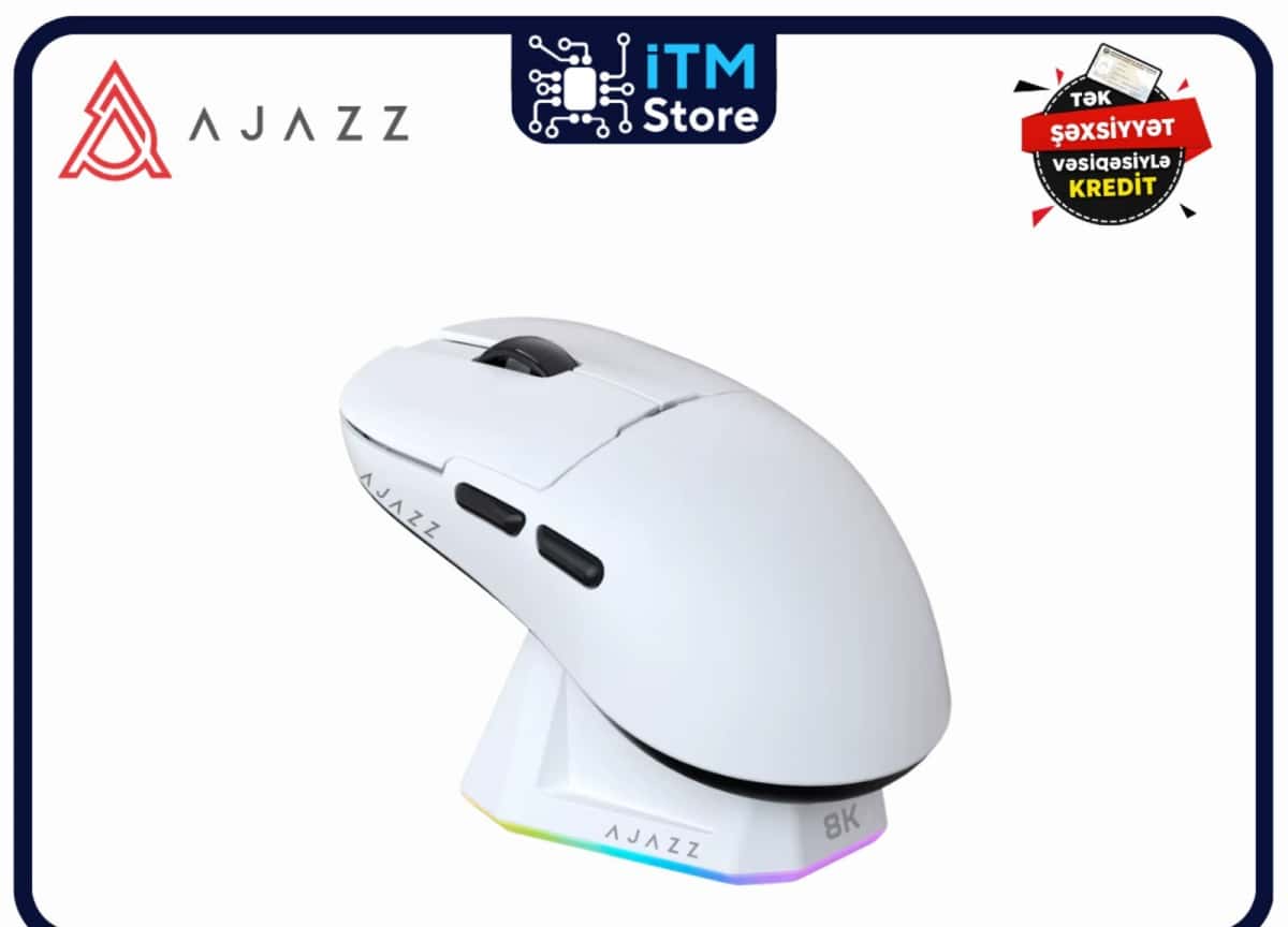 Gaming Mouse Ajazz AJ159 Pro White 3 Mode 8K Dock - Tenderyard