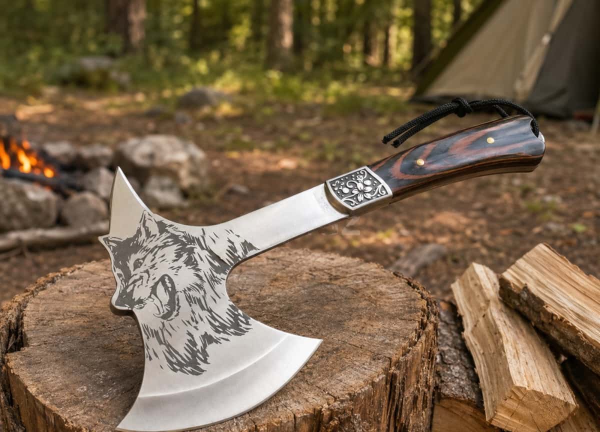 Hunter's Axe with Wolf Pattern - Tenderyard