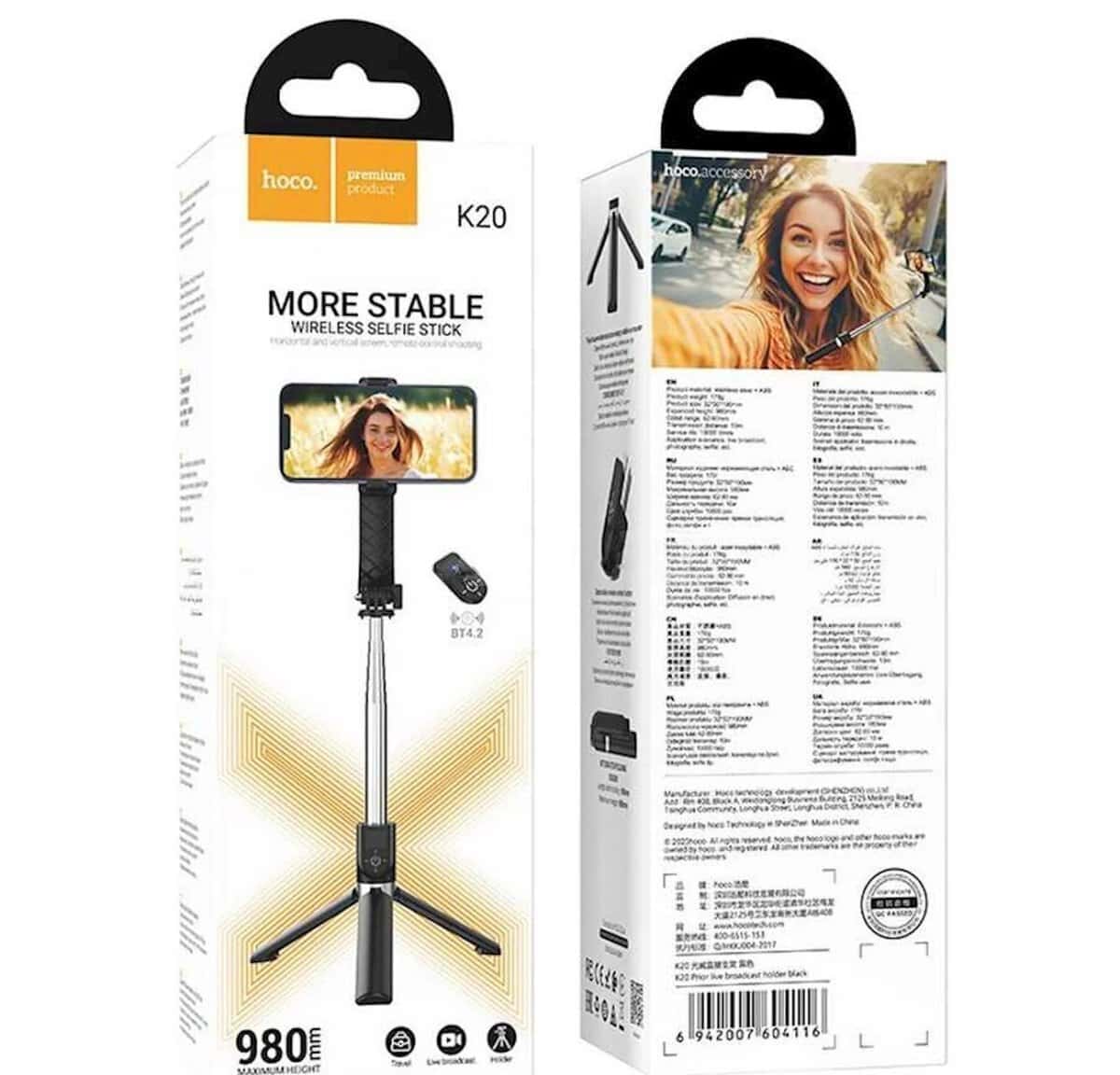 Selfie stick Hoco K20 Bluetooth tripod - Tenderyard