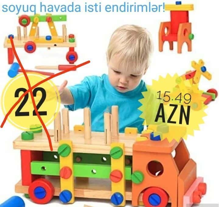 Wooden construction blocks set 58 pieces - Tenderyard