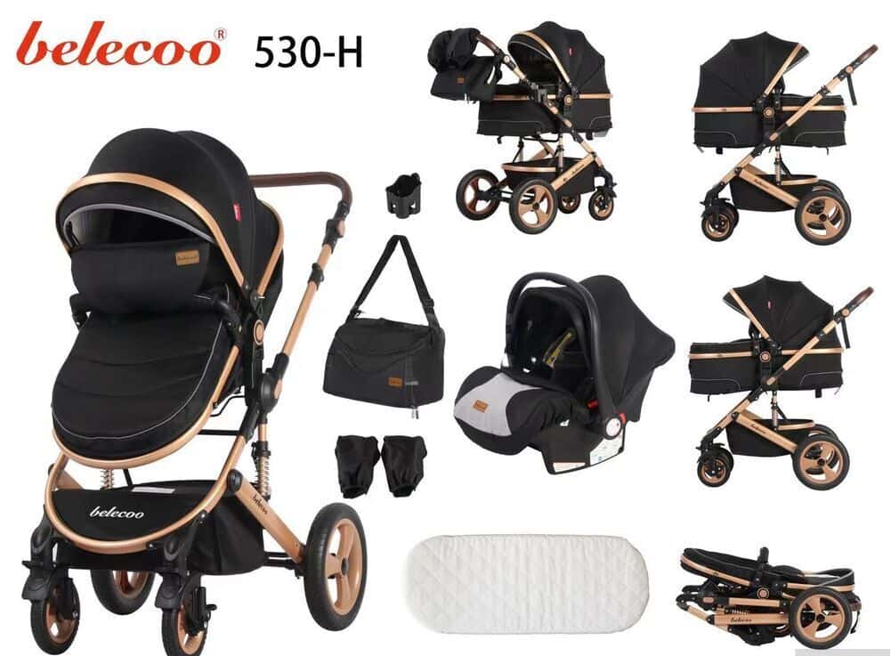 Unisex baby stroller, Black color - Tenderyard
