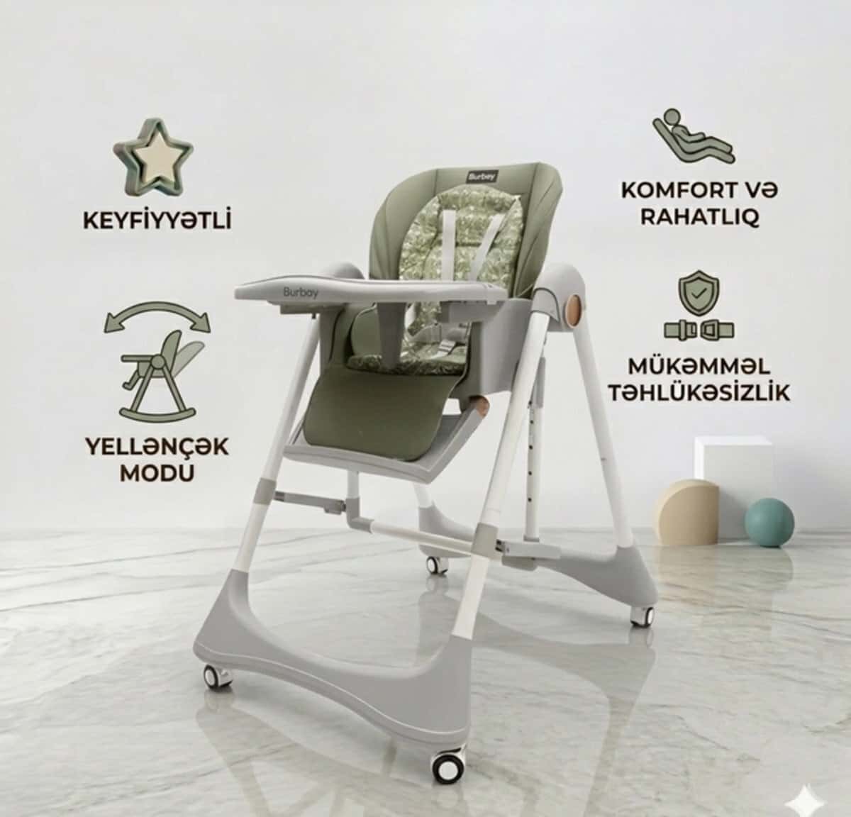Uniseks uşaq yemək oturacağı, Yaşıl rəng - Tenderyard