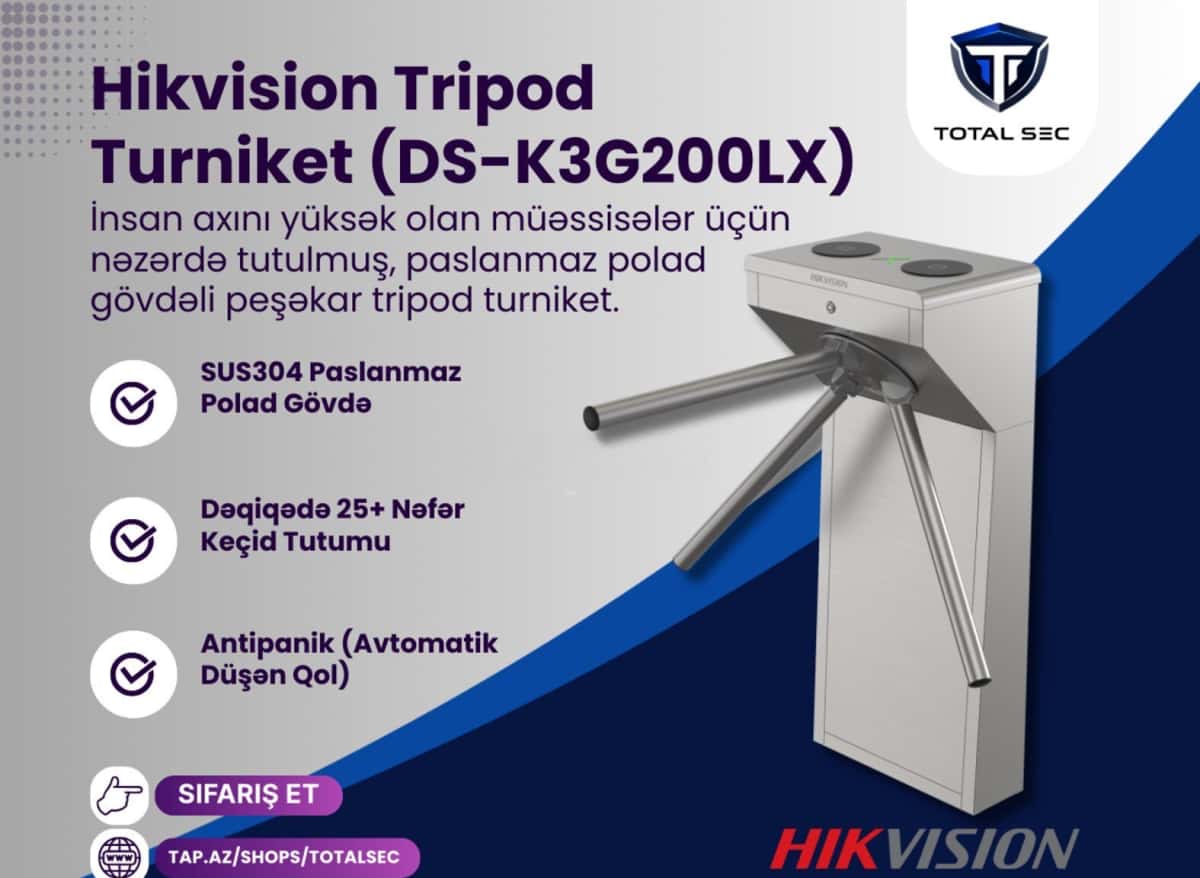 Tripod turnstile Hikvision DS-K3G200LX - Tenderyard