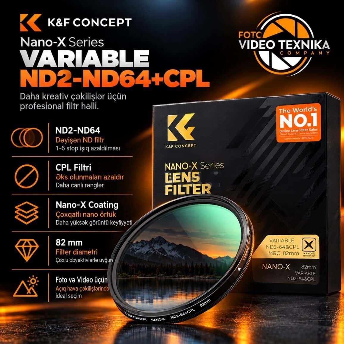 K&F Concept Nano-X 82mm ND2-ND64 + CPL filter - Tenderyard